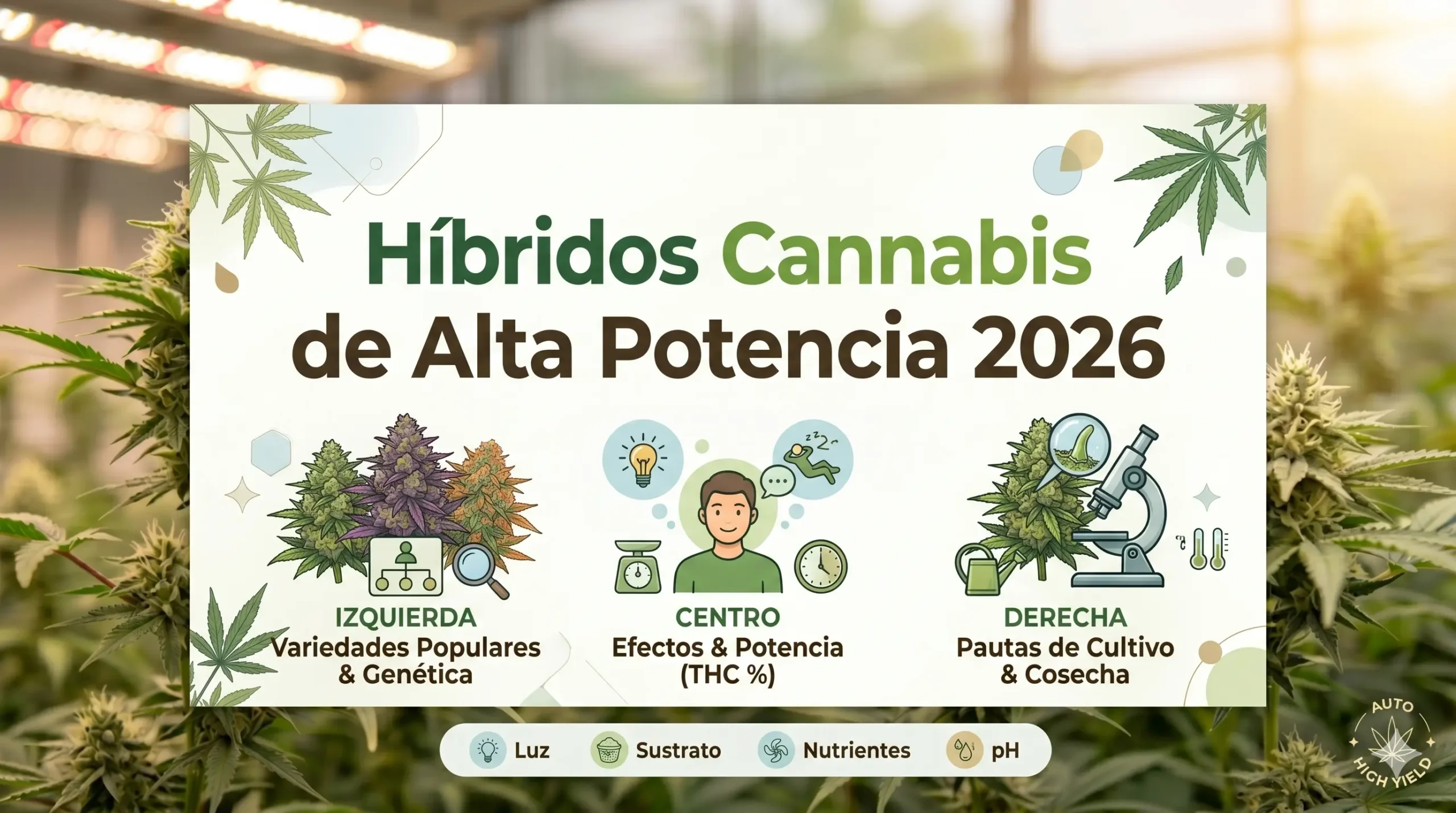 Ejemplos de híbridos cannabis alta potencia 2026